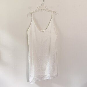 six crisp days // white satin mini dress L